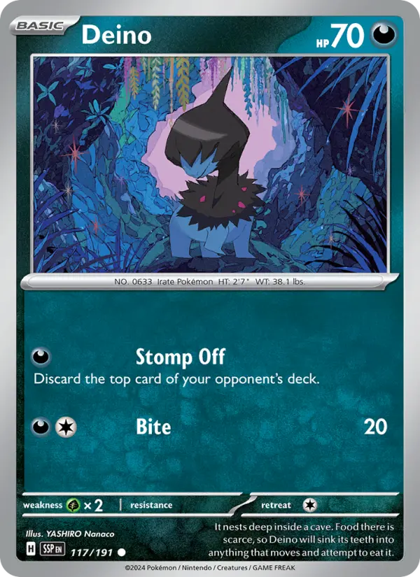 Deino Reverse Holo 117/191 Surging Sparks Pokémon Card