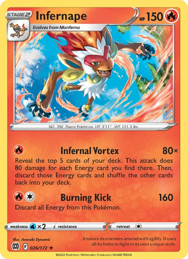 Infernape Reverse Holo 026/172 Brilliant Stars Pokémon Card
