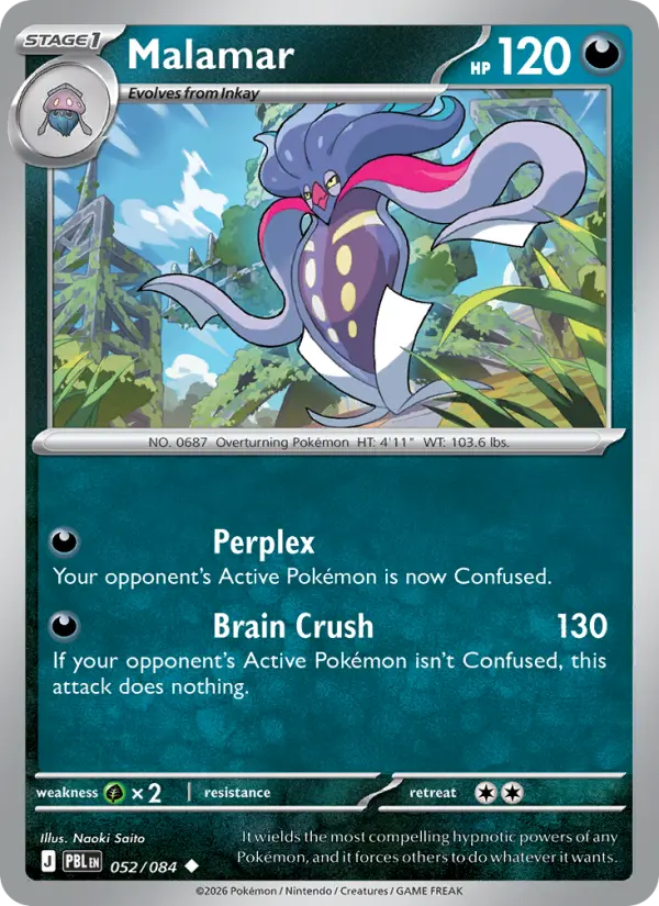 Malamar Reverse Holo 052/84 Pitch Black Pokémon Card