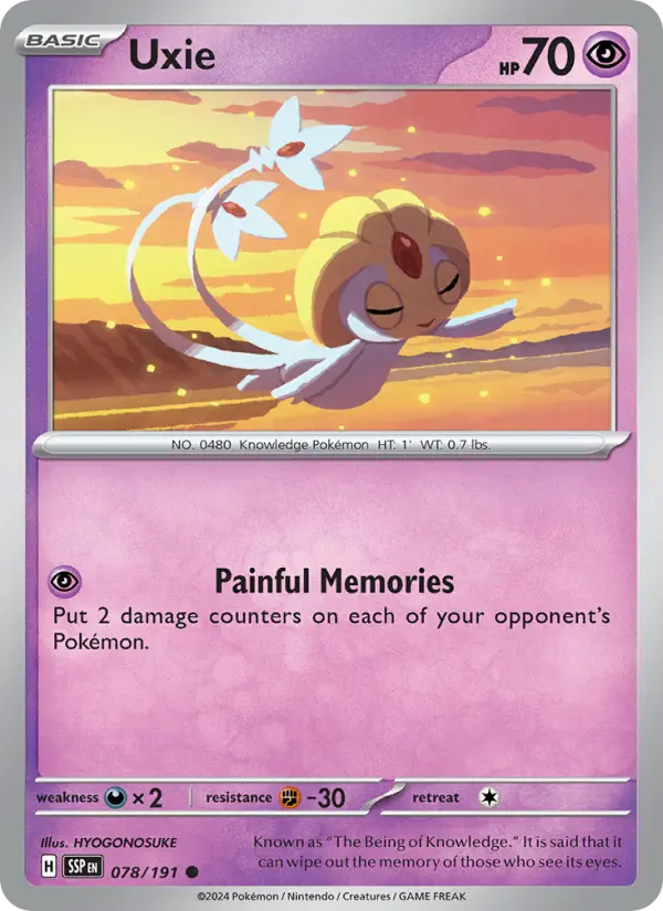 Uxie Reverse Holo 078/191 Surging Sparks Pokémon Card