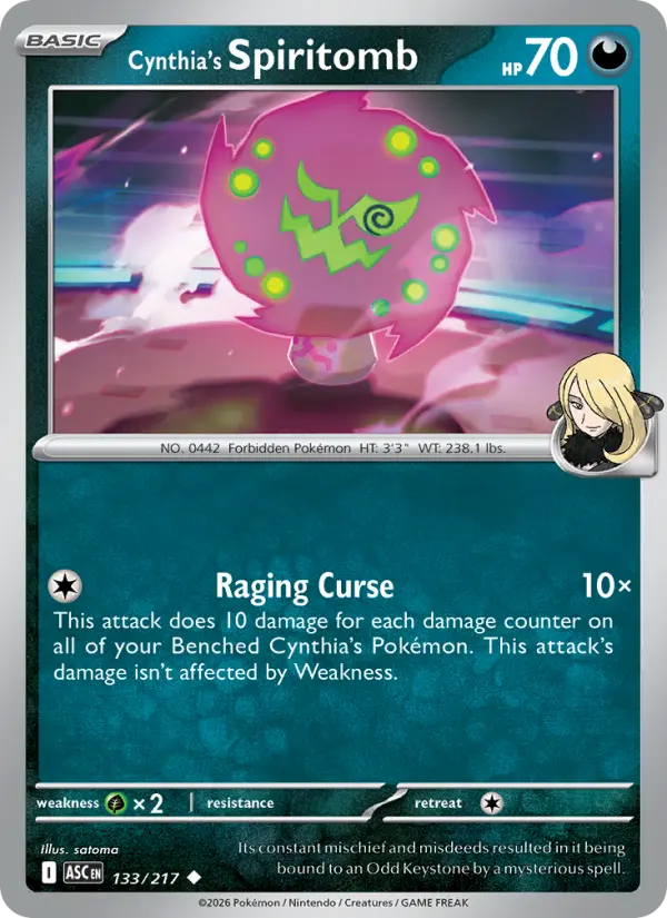 Cynthia's Spiritomb Reverse Holo 133/217 Ascended Heroes Pokémon Card