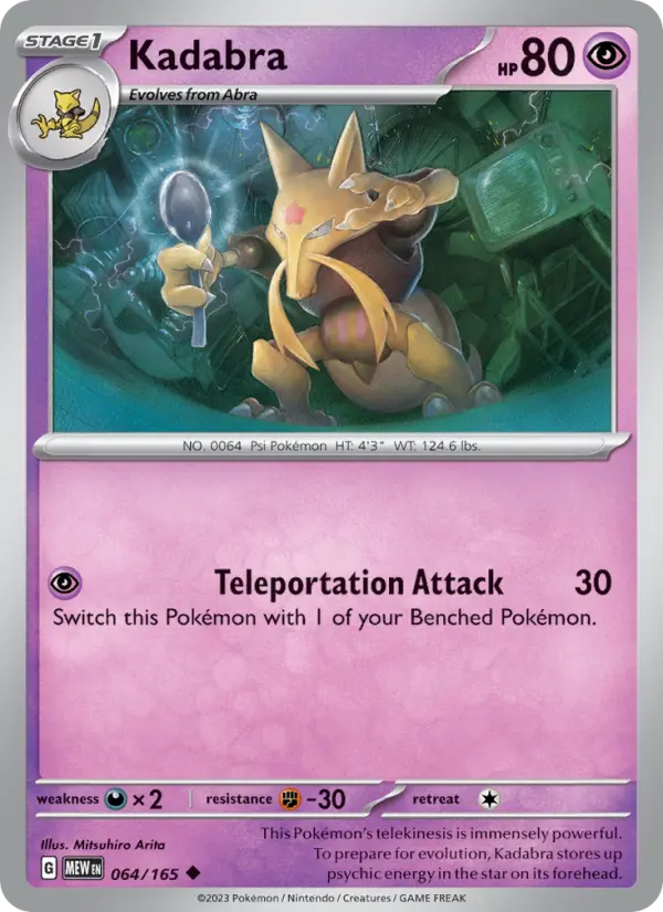 Kadabra Reverse Holo 064/165 151 Pokémon Card