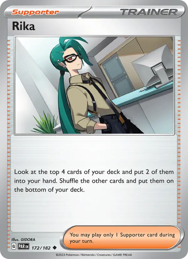 Rika Reverse Holo 172/182 Paradox Rift Pokémon Card