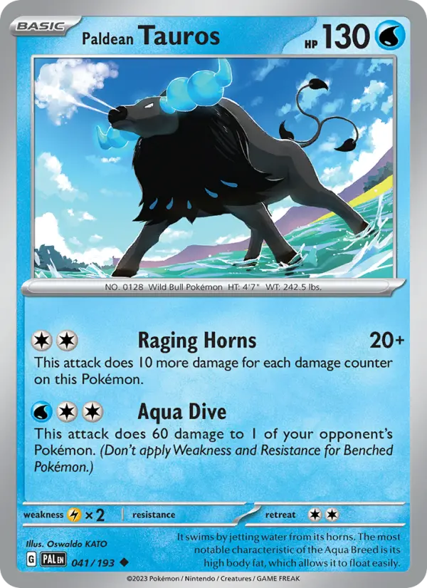 Paldean Tauros Non-Foil 041/193 Paldea Evolved Pokémon Card