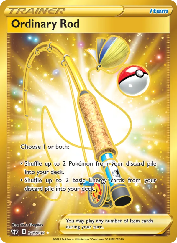 Ordinary Rod Holo 215/202 Sword & Shield Pokémon Card