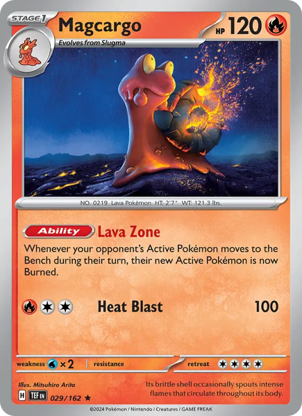 Magcargo Reverse Holo 029/162 Temporal Forces Pokémon Card