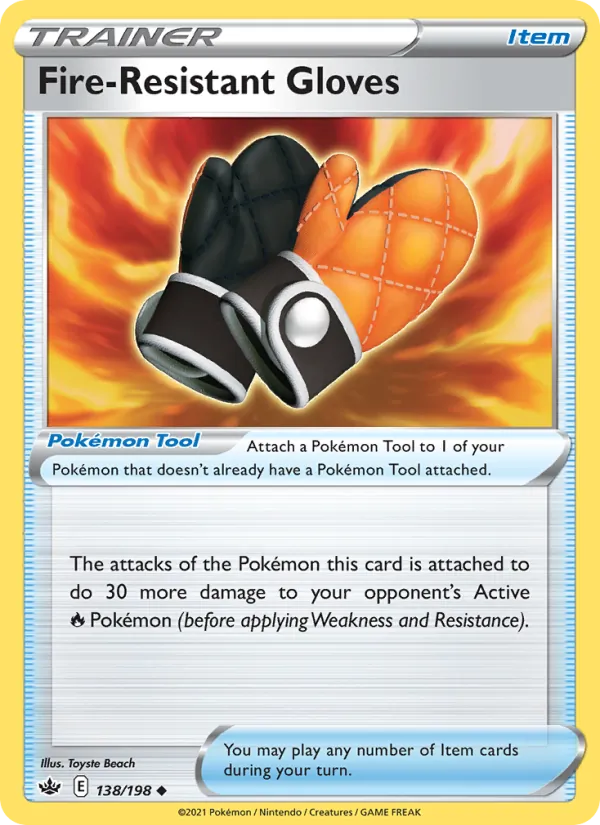Fire-Resistant Gloves Reverse Holo 138/198 Chilling Reign Pokémon Card