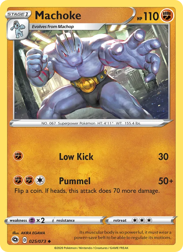 Machoke Reverse Holo 025/73 Champion's Path Pokémon Card