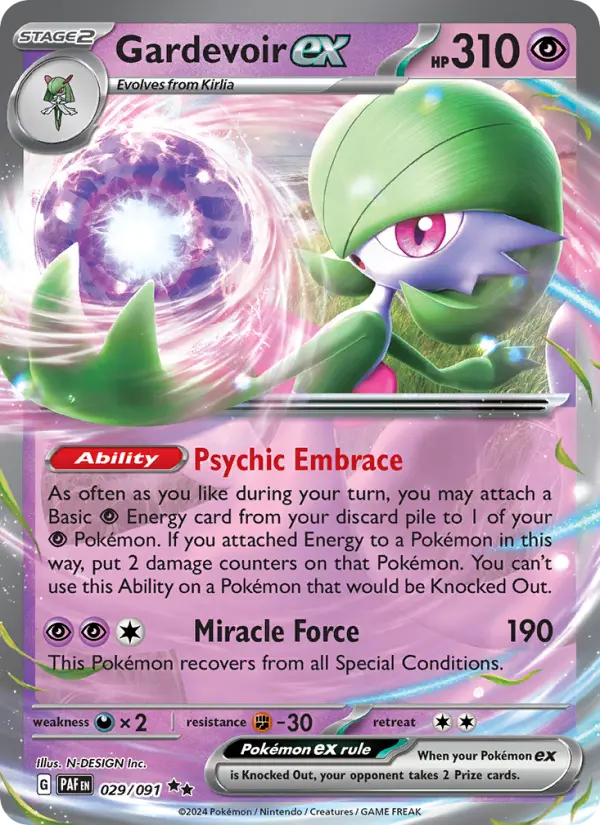 Gardevoir ex Holo 029/91 Paldean Fates Pokémon Card