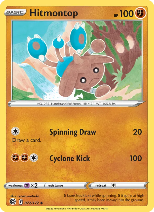 Hitmontop Reverse Holo 072/172 Brilliant Stars Pokémon Card