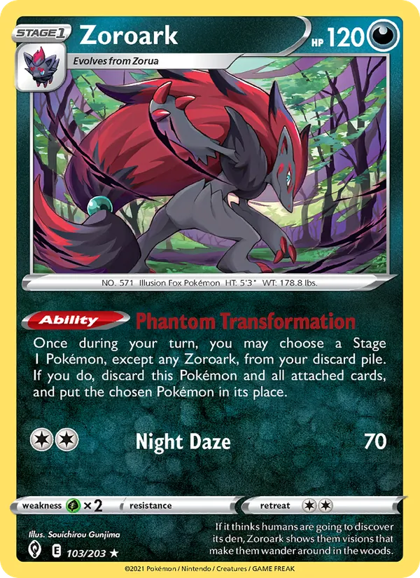 Zoroark Reverse Holo 103/203 Evolving Skies Pokémon Card