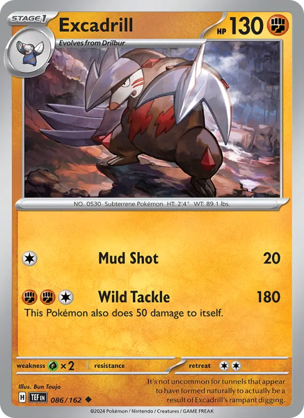 Excadrill Reverse Holo 086/162 Temporal Forces Pokémon Card