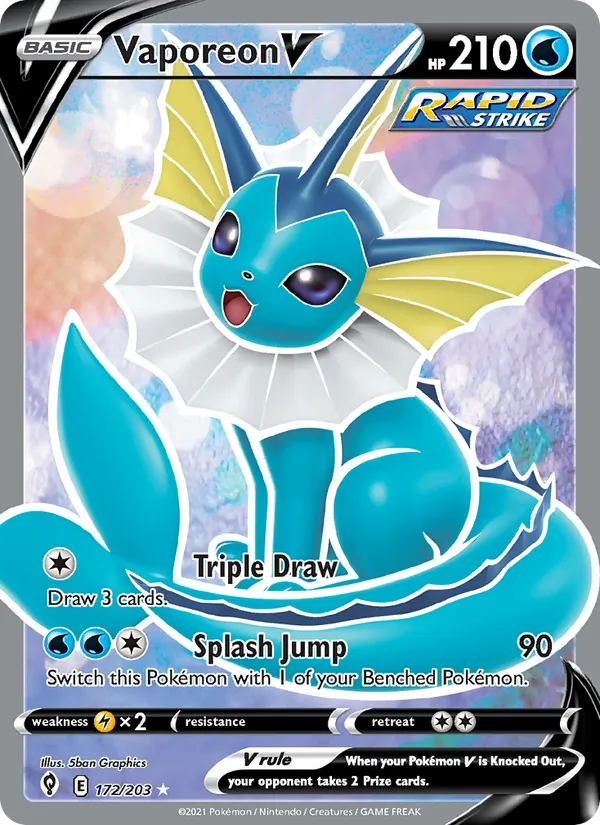 Vaporeon V Holo 172/203 Evolving Skies Pokémon Card