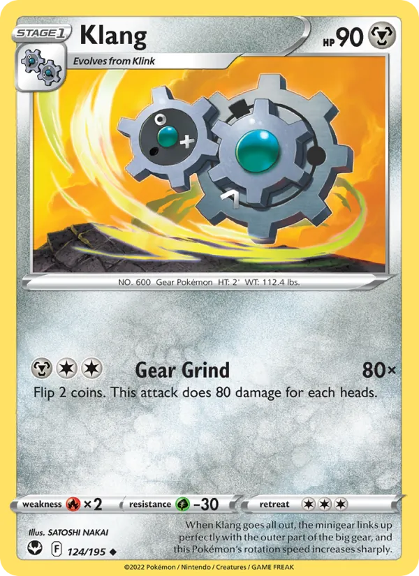 Klang Reverse Holo 124/195 Silver Tempest Pokémon Card