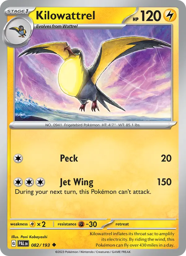 Kilowattrel Non-Foil 082/193 Paldea Evolved Pokémon Card
