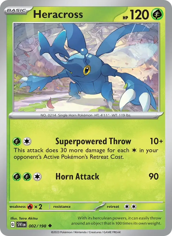 Heracross Non-Foil 002/198 Scarlet & Violet Pokémon Card