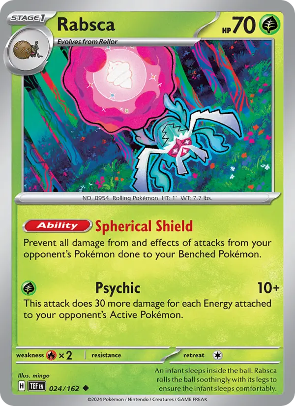Rabsca Reverse Holo 024/162 Temporal Forces Pokémon Card
