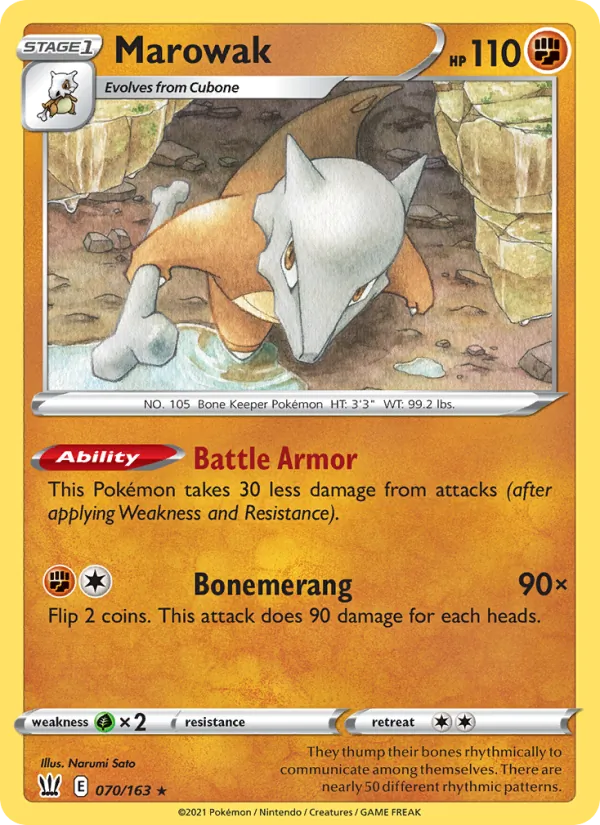 Marowak Reverse Holo 070/163 Battle Styles Pokémon Card