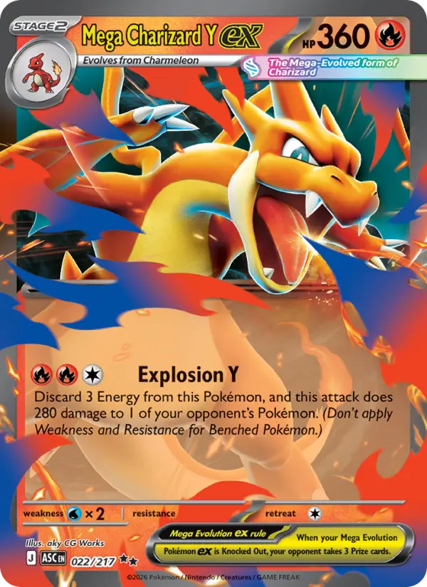 Mega Charizard Y ex Holo 022/217 Ascended Heroes Pokémon Card