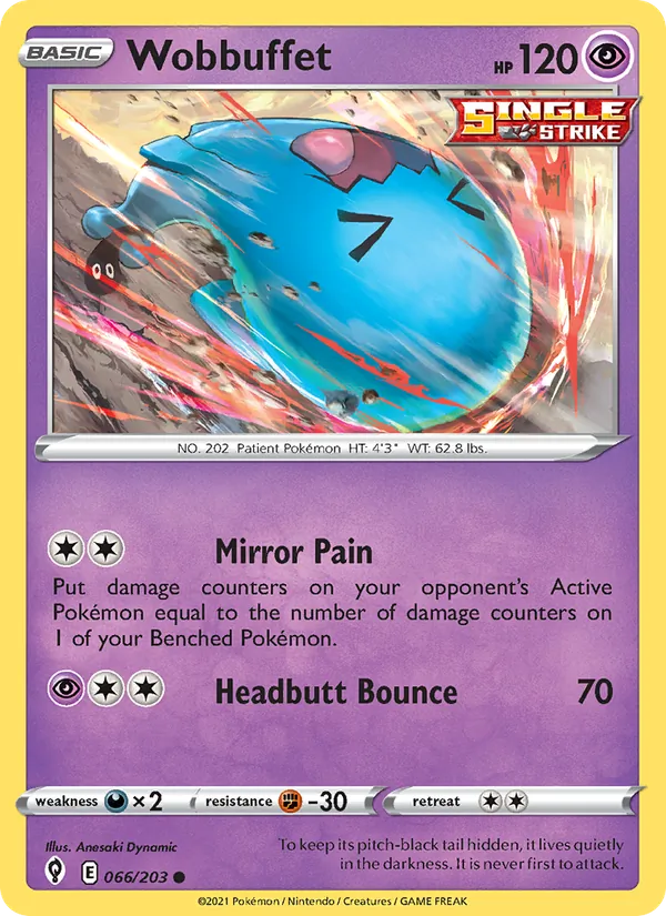 Wobbuffet Reverse Holo 066/203 Evolving Skies Pokémon Card