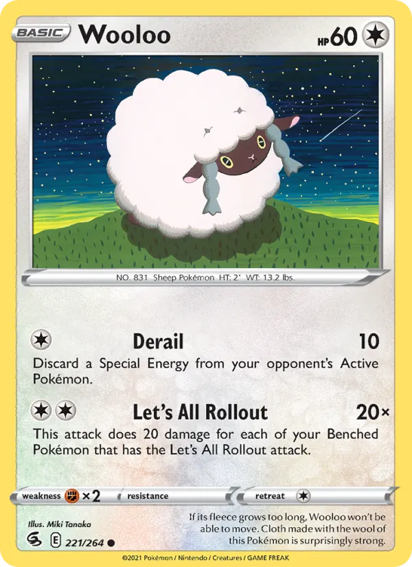 Wooloo Reverse Holo 221/264 Fusion Strike Pokémon Card