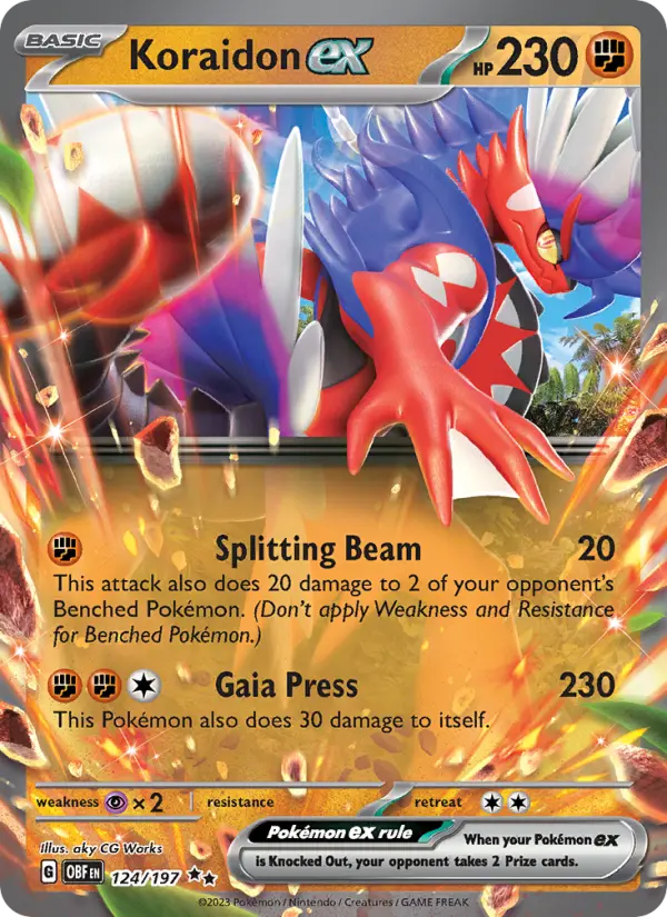 Koraidon ex Holo 124/197 Obsidian Flames Pokémon Card