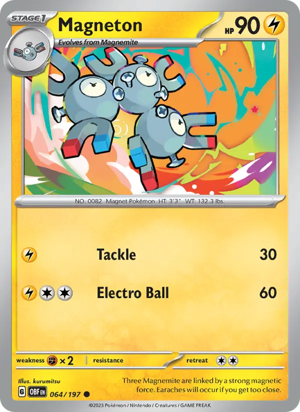 Magneton Reverse Holo 064/197 Obsidian Flames Pokémon Card