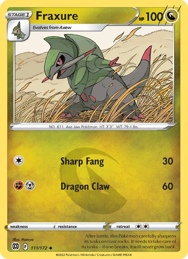 Fraxure Reverse Holo 111/172 Brilliant Stars Pokémon Card