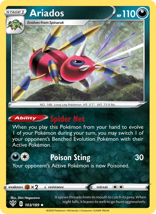 Ariados Reverse Holo 103/189 Darkness Ablaze Pokémon Card