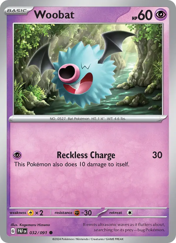 Woobat Reverse Holo 032/91 Paldean Fates Pokémon Card