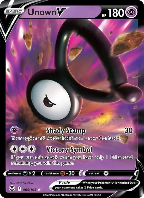 Unown V Holo 065/195 Silver Tempest Pokémon Card