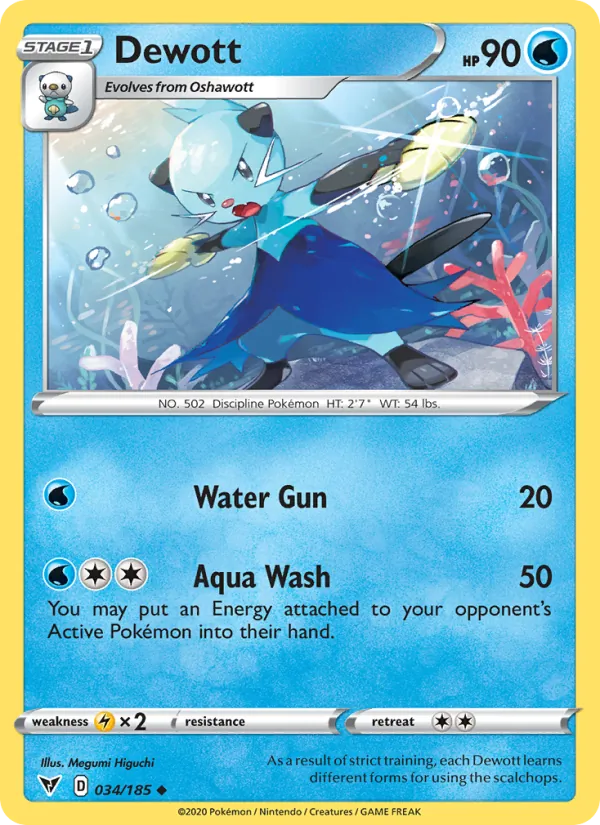 Dewott Reverse Holo 034/185 Vivid Voltage Pokémon Card