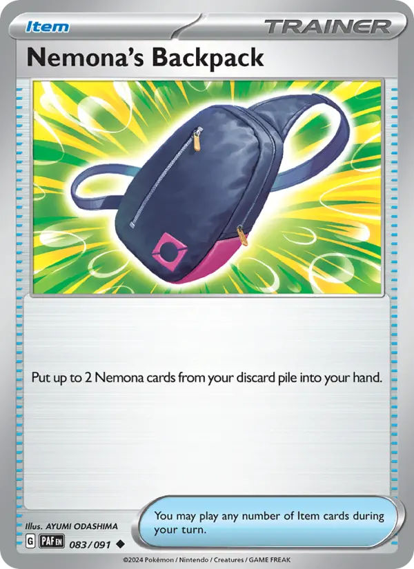 Nemona's Backpack Reverse Holo 083/91 Paldean Fates Pokémon Card