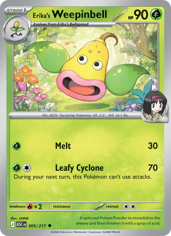 Erika's Weepinbell Reverse Holo 005/217 Ascended Heroes Pokémon Card