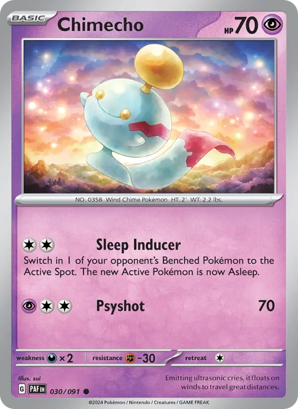 Chimecho Reverse Holo 030/91 Paldean Fates Pokémon Card