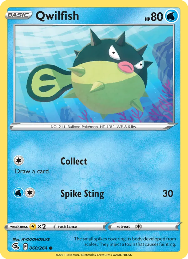 Qwilfish Reverse Holo 060/264 Fusion Strike Pokémon Card