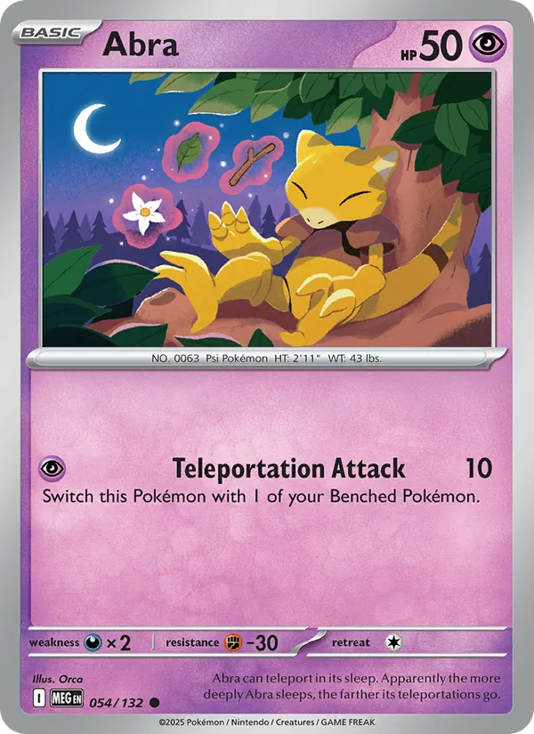 Abra Non-Holo 054/132 Mega Evolution Pokémon Card