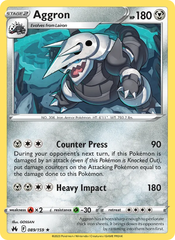 Aggron Reverse Holo 089/159 Crown Zenith Pokémon Card