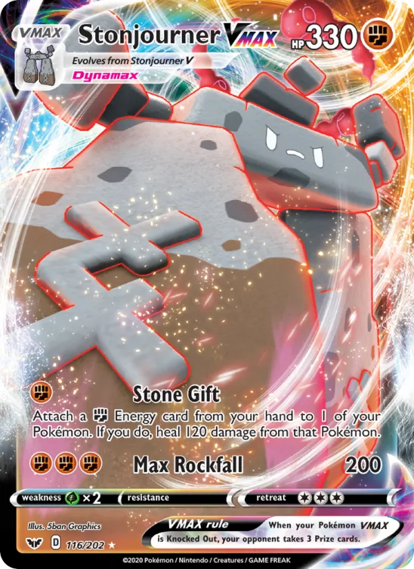 Stonjourner VMAX Holo 116/202 Sword & Shield Pokémon Card
