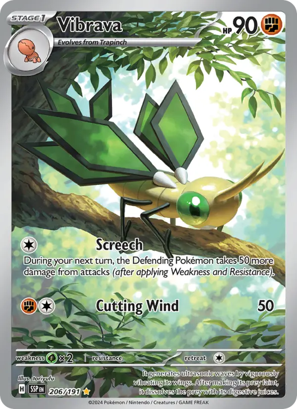 Vibrava Holo 206/191 Surging Sparks Pokémon Card