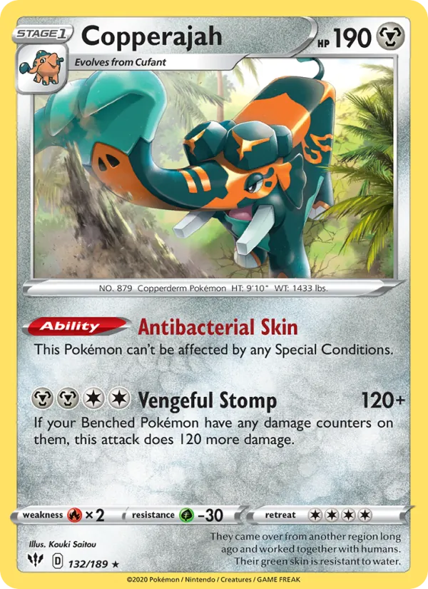 Copperajah Reverse Holo 132/189 Darkness Ablaze Pokémon Card