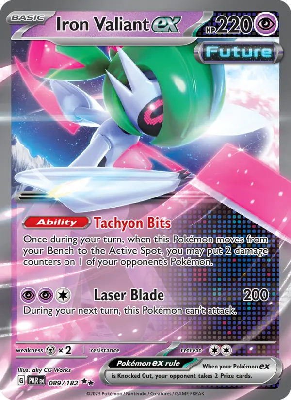 Iron Valiant ex Holo 089/182 Paradox Rift Pokémon Card