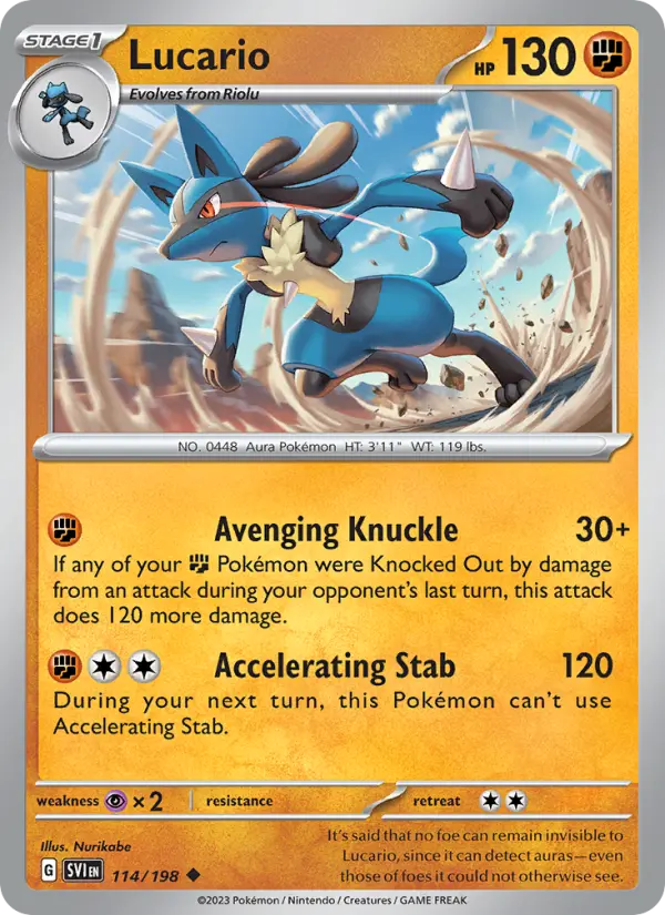 Lucario Non-Foil 114/198 Scarlet & Violet Pokémon Card