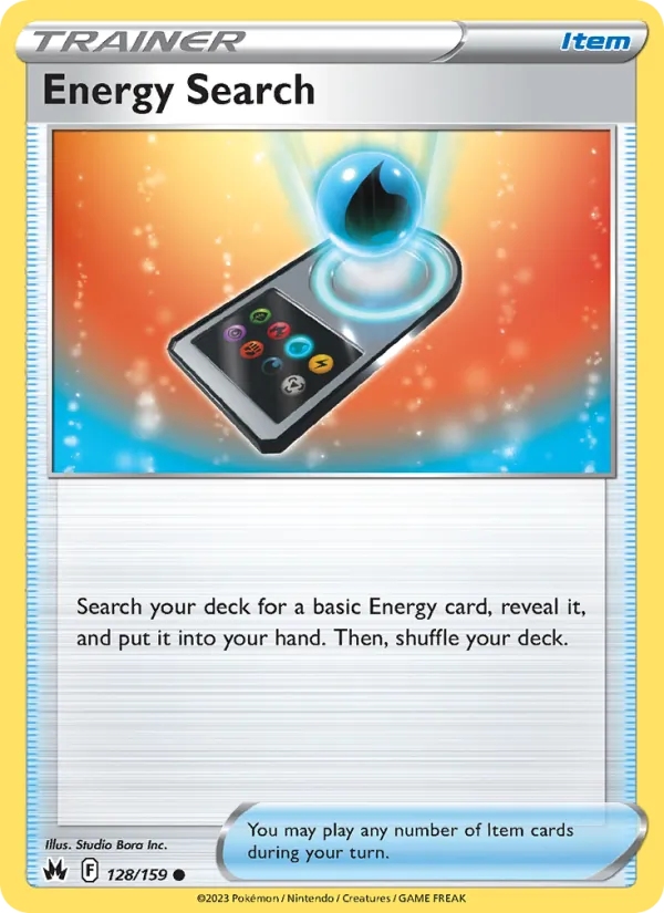 Energy Search Reverse Holo 128/159 Crown Zenith Pokémon Card