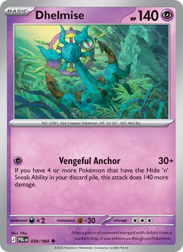 Dhelmise Non-Holo 039/84 Pitch Black Pokémon Card