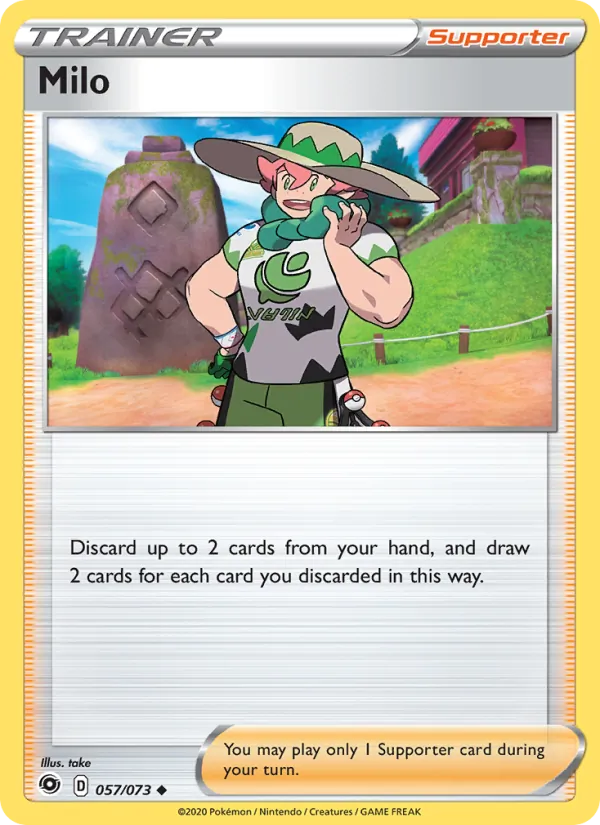 Milo Reverse Holo 057/73 Champion's Path Pokémon Card