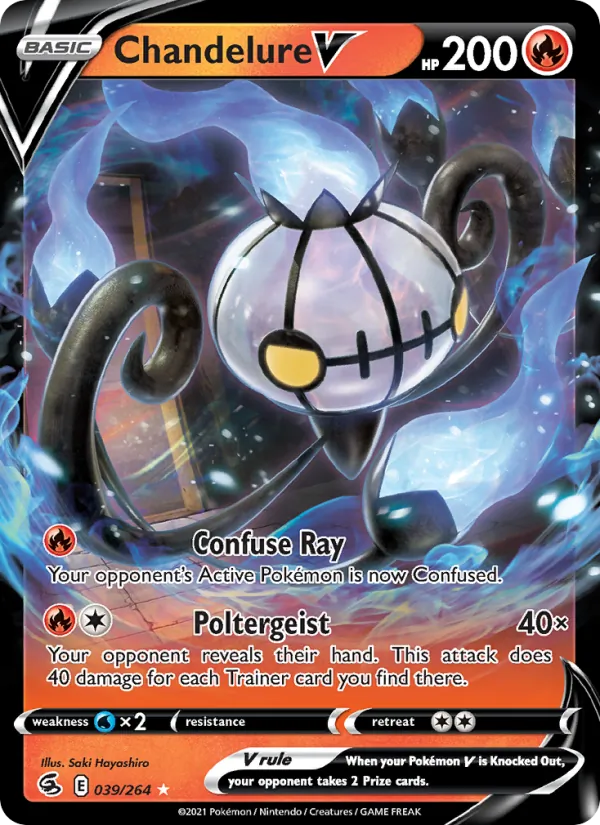 Chandelure V Holo 039/264 Fusion Strike Pokémon Card