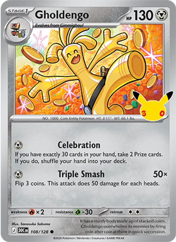 Gholdengo Normal 108/128 30th Celebration Pokémon Card