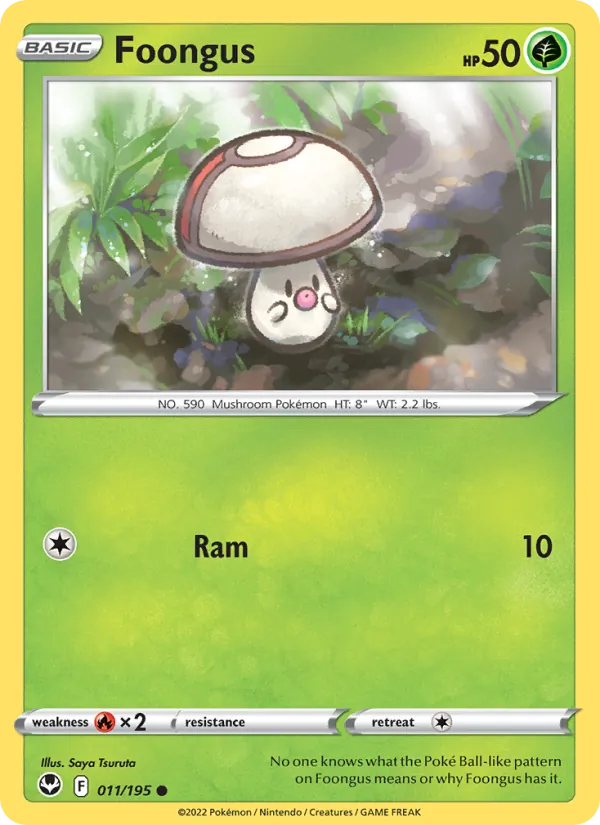 Foongus Reverse Holo 011/195 Silver Tempest Pokémon Card
