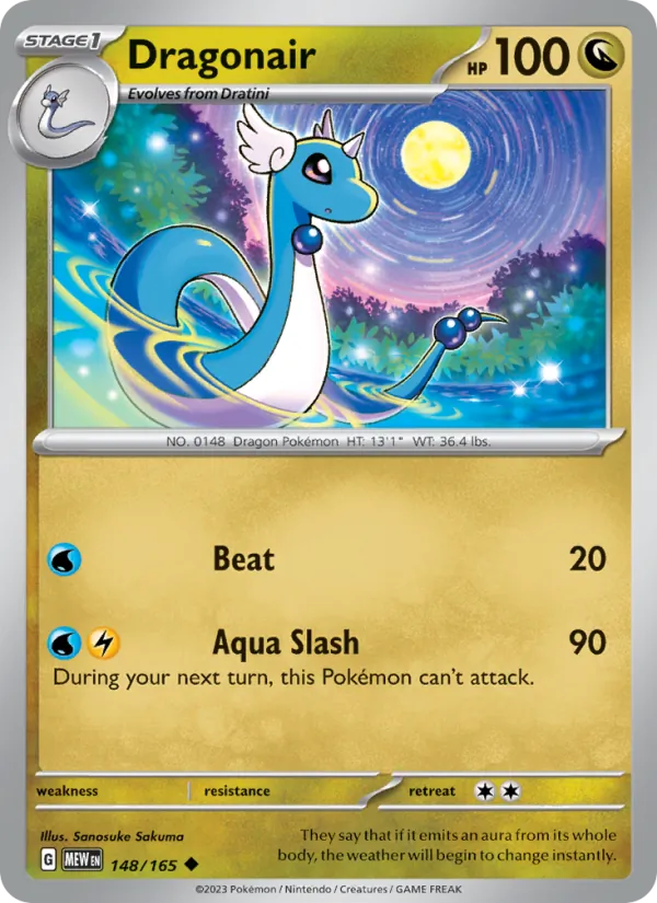 Dragonair Normal 148/165 151 Pokémon Card